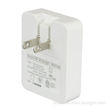 Dual USB AC Power Adapter, Input AC 100V-240V 50/60Hz 0.5A and DC 5V-2.4A Output